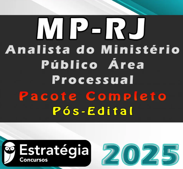 MP-RJ (Analista do Ministério Público – Área Processual) Pacote Teórico – Estrategia 2025 – Pós-Edital - Rateio Mp Rj Rio de Janeiro Pós Edital 2025